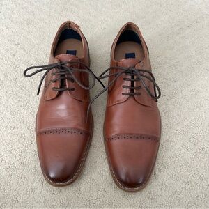 Men's Leather Cap-Toe Derby in Cognac Brown